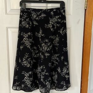 Beautiful Black, White, and Gray Floral Design Skirt